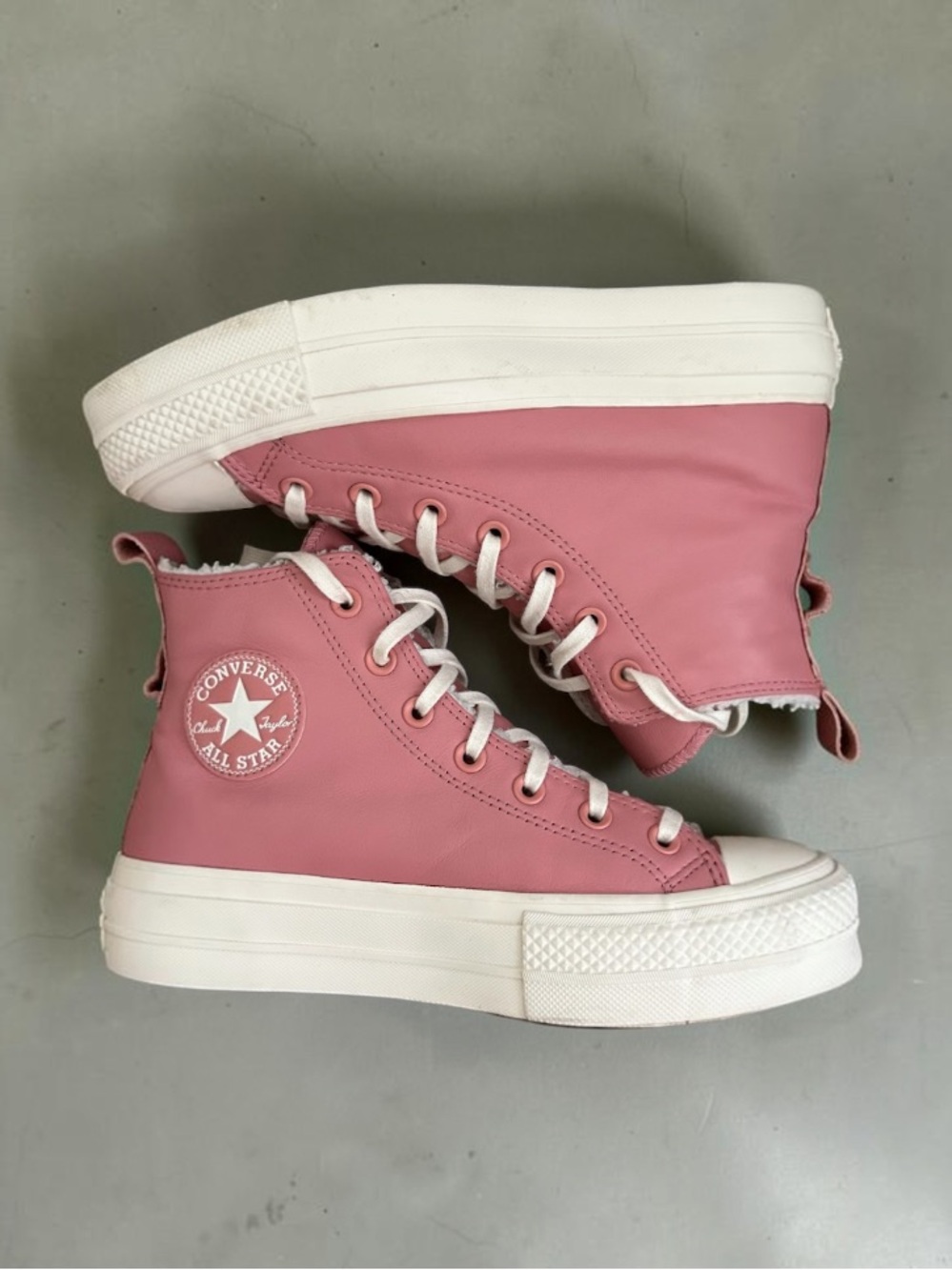Converse Chuck Taylor All Star Lift Rust Pink Sherpa Platform High Top Women’s 8